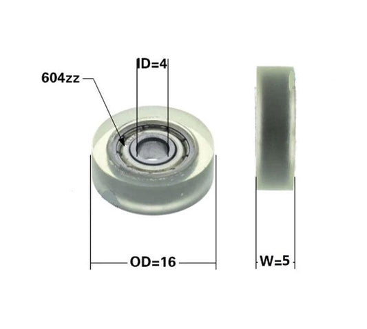 4x16x5mm Polyurethane Miniature Pulley Wheel Roller Bearing - Tire 16mm - fast shipping 🇺🇸