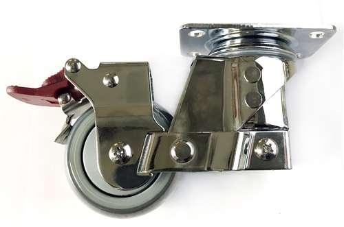 5" Caster Wheel 220 Lbs - Brake PU Top Plate - fast shipping 🇺🇸