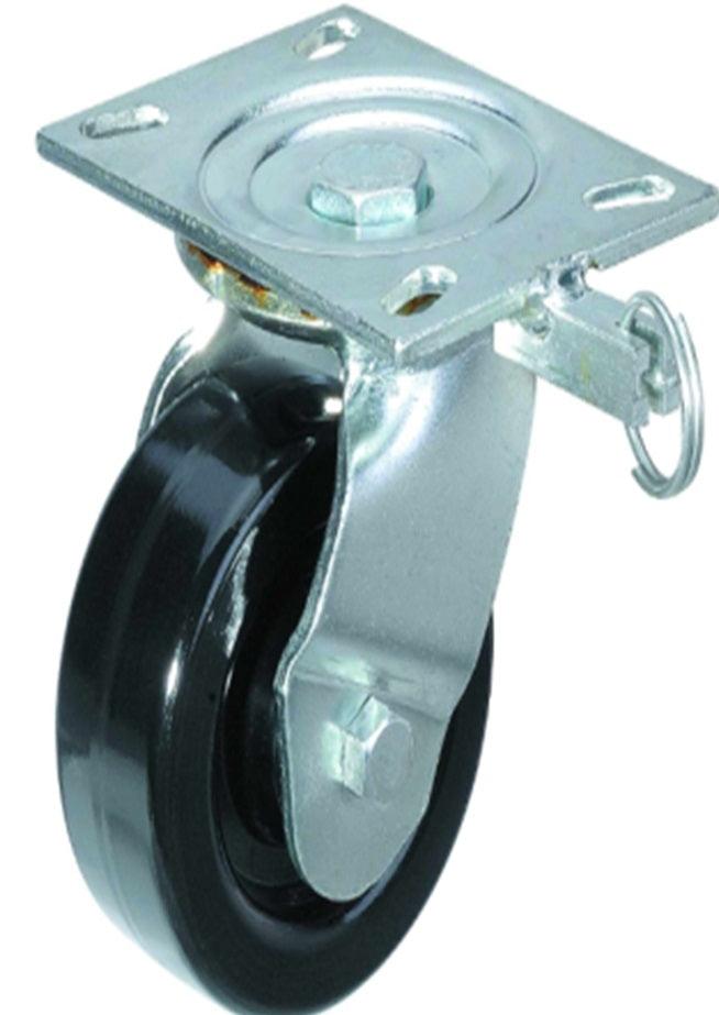 5" Caster Wheel 661 Lbs - Center Brake Phenolic - 0-180ºC Top Plate - fast shipping 🇺🇸