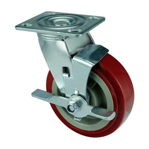 5" Heavy Duty Black or Silver Caster Wheel 507 Lbs Side brake PU - Top Plate - fast shipping 🇺🇸