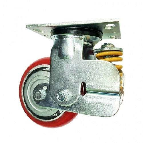 5" spring loaded Caster Wheel - PU - Cast iron core Top Plate - fast shipping 🇺🇸