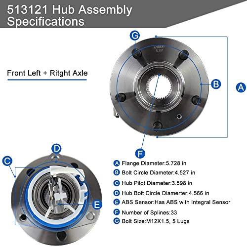 513121 Pair Front Wheel Hub & Bearing Assembly for Impala, Regal, DeVille, Grand Prix, Lacrosse, Lesabre, Century, Rendezvous, DTS, Intrigue 5 Lug w/ABS, Set of 2 - fast shipping 🇺🇸