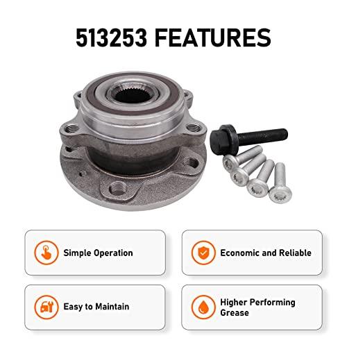 513253 Front Wheel Bearing & Hub Assembly Compatible - Audi A3 Q3 TT Quattro, VW Beetle CC Golf Jetta Passat - fast shipping 🇺🇸