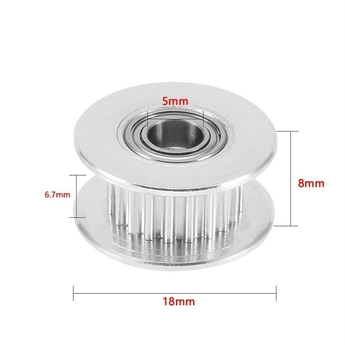 5mm Bore 20 Teeth 6mm wide belt, Idler Pulley Aluminum W/Bearing for 3D Printer - fast shipping 🇺🇸