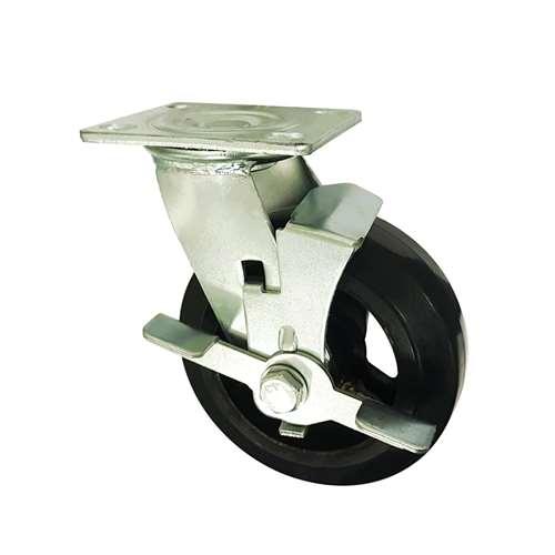 6" Heavy Duty Caster Wheel 617 Lbs Side brake Rubber Top Plate - fast shipping 🇺🇸