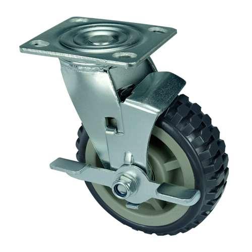 6" Heavy Duty Caster Wheel - Center Brake Polypropylene core - PU Top Plate - fast shipping 🇺🇸