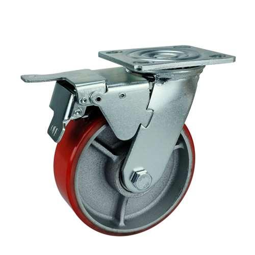 6" Heavy Duty Caster Wheel 992 Lbs - Brake Cast Iron - PU Top Plate - fast shipping 🇺🇸