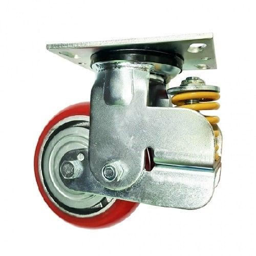6" spring loaded Caster Wheel 661 Lbs - PU - Cast iron core Top Plate - fast shipping 🇺🇸