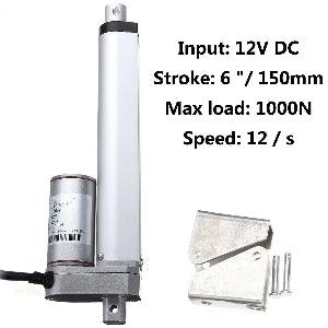 6 Inch Stroke 1000N 225 lbs DC 12 Volt Linear Actuator - mounting brackets - fast shipping 🇺🇸