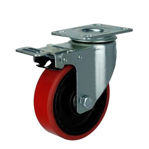 60mm Caster Wheel - Brake Iron - PU Top Plate - fast shipping 🇺🇸
