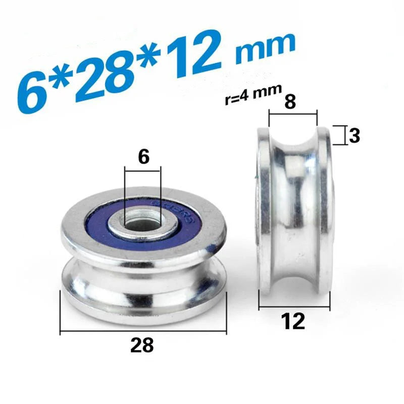 6mm Bore Sealed U-Groove Track Roller Pulley Bearing 6x28x12mm - fast shipping 🇺🇸