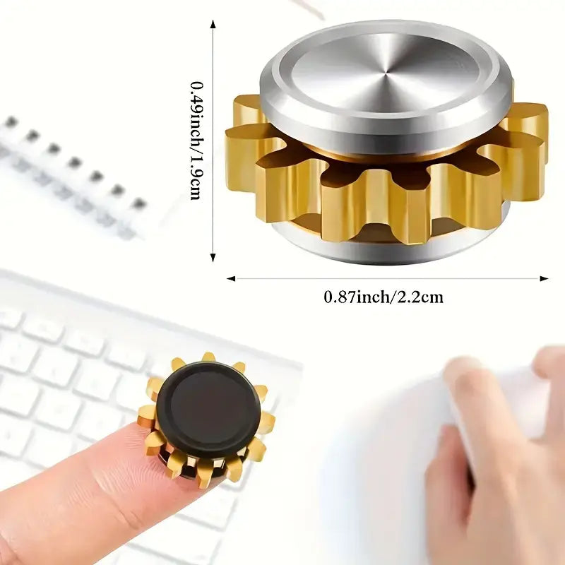 Mini Metal Gear Gyroscope Toy Fidget Spinner Portable Black - fast shipping 🇺🇸