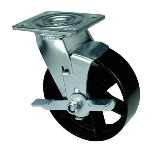 8" Heavy Duty Caster Wheel 661 Lbs - Center Brake Cast iron Top Plate - fast shipping 🇺🇸
