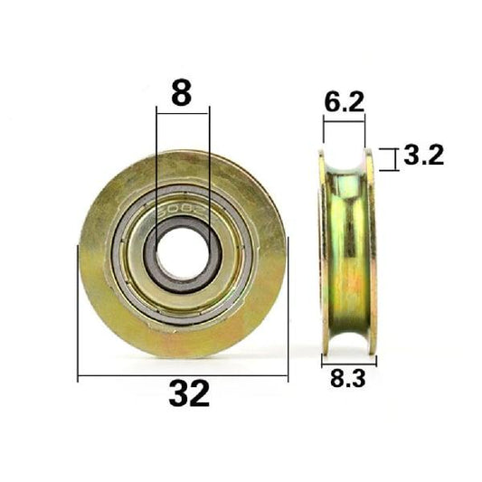 8mm Bore Bearing - 32mm Steel Wire Rope Cable Track Pulley 8x32x8.3mm - fast shipping 🇺🇸