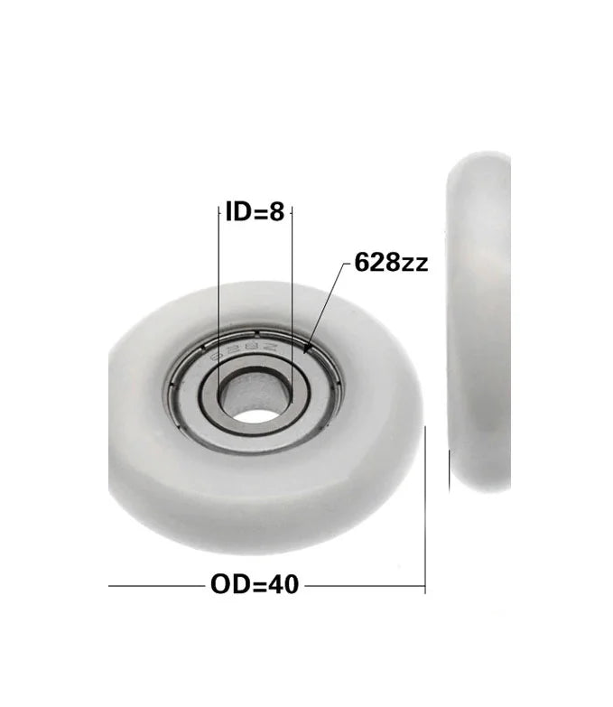 8mm Bore Bearing - OD: 40mm Plastic Tire 8x40x10mm Round Type for Sliding Doors - fast shipping 🇺🇸