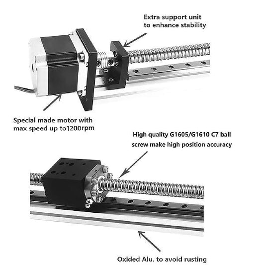 9" Actuator NEMA 23 CNC Ballscrew Linear Motion Slide Rail Table - a Motor - fast shipping 🇺🇸