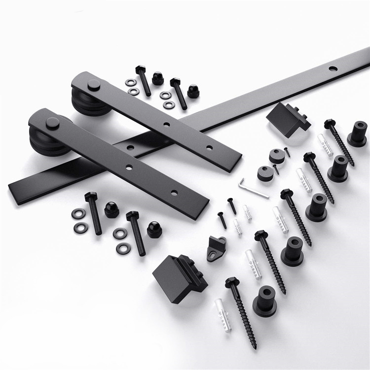 Barn Sliding Door Hardware Track Kit 90.6 in. 7.55 Feet black Strap - fast shipping 🇺🇸
