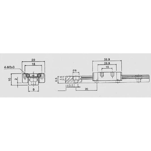 9mm Miniature Square Linear Motion rail - 2 trucks L1500mm - fast shipping 🇺🇸