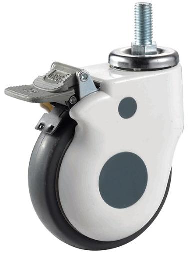3" 165 Lbs Medical Caster Wheel - Brake M12 Threaded Stem - TPR - fast shipping 🇺🇸