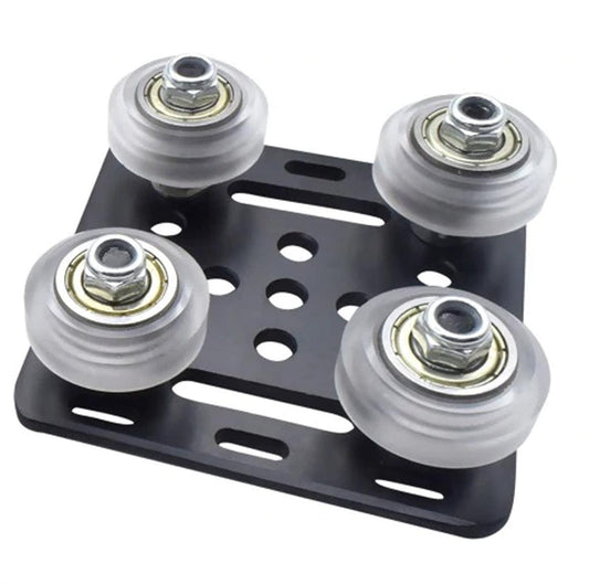 Black 2020 Aluminum Extrusion V-Slot Gantry Plate Set w White Wheels - fast shipping 🇺🇸