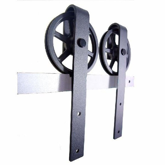 Black Rustic Carbon Steel & POM Sliding Barn Door Roller Set - fast shipping 🇺🇸