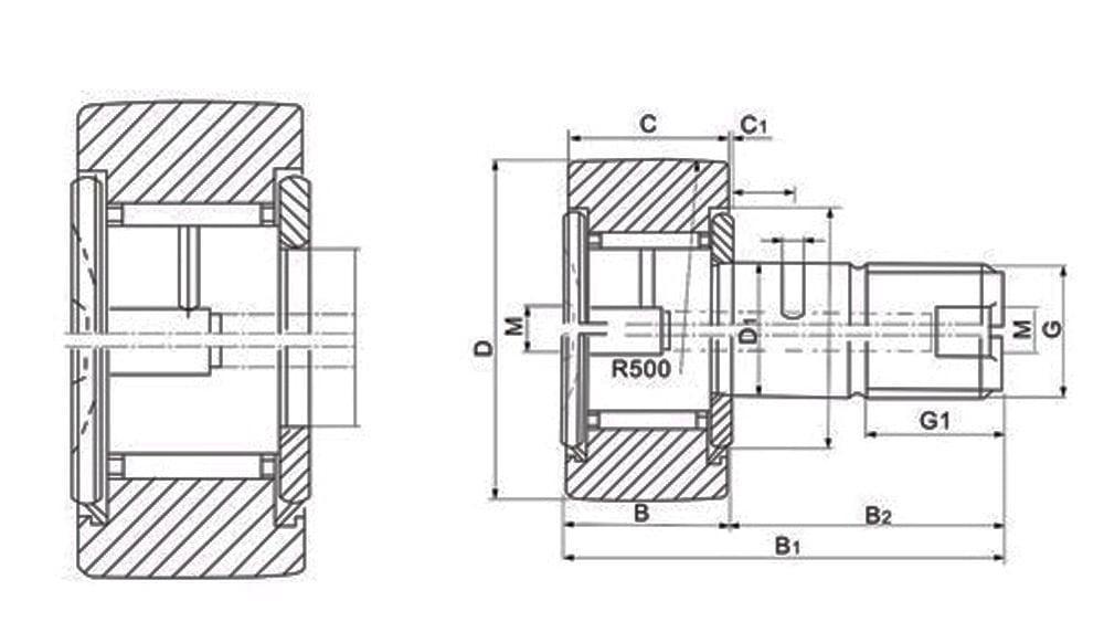 CF16 35mm Cam Follower Needle Roller Bearing - fast shipping 🇺🇸