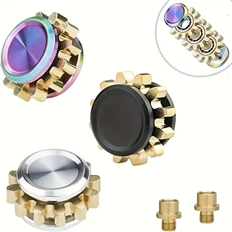 Mini Metal Gear Gyroscope Toy Fidget Spinner Portable Black - fast shipping 🇺🇸
