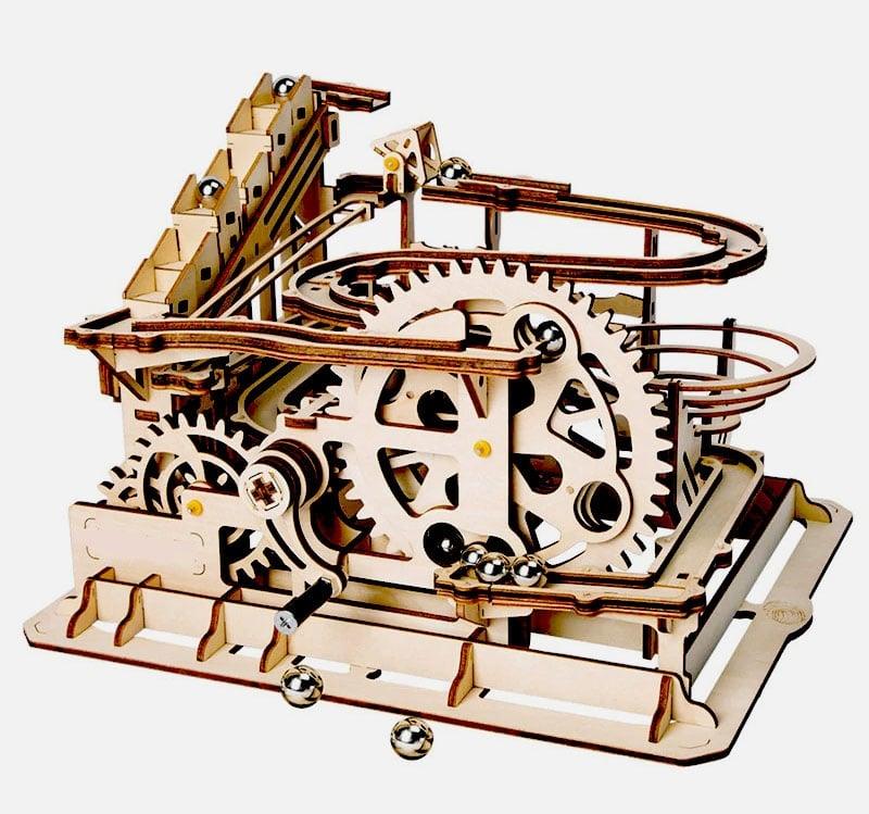 DIY 3D Puzzle Wood Wheel Coaster Manually Operated Toy Kit 42Q - fast shipping 🇺🇸