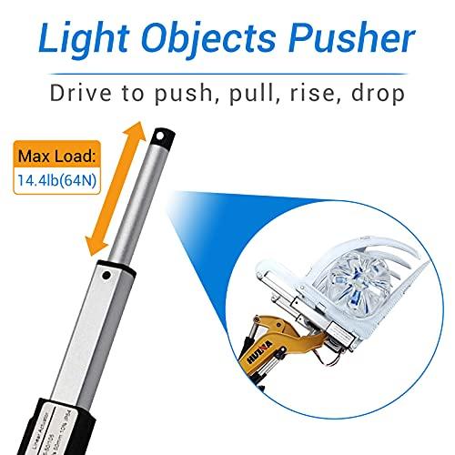 Electric Micro Linear Actuator 12V - 2" Stroke, 64N/14.4lb, Speed 0.6inch/s Mini Waterproof Motion Actuator Small 12 V DC, w/Mounting Brackets, for Sofa Massage Recliner TV Table Cabinet Window Lift - fast shipping 🇺🇸