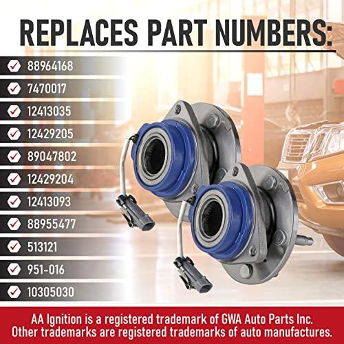 Front Wheel Hub Bearing Assembly - Set of 2 - Compatible - Chevy, Buick, Cadillac, Oldsmobile, Pontiac - Impala, Monte Carlo, Century, Grand Prix, Replaces 513121, 12429203, 88964168 - ABS - fast shipping 🇺🇸