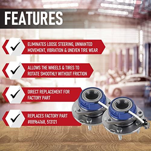 Front Wheel Hub Bearing Assembly - Set of 2 - Compatible - Chevy, Buick, Cadillac, Oldsmobile, Pontiac - Impala, Monte Carlo, Century, Grand Prix, Replaces 513121, 12429203, 88964168 - ABS - fast shipping 🇺🇸