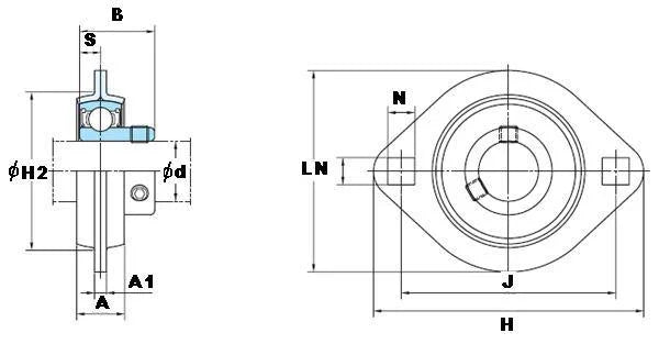 FYH Bearing SBPFL205 25mm Stamped oval 2-Bolt Flanged Mounted Bearing - fast shipping 🇺🇸