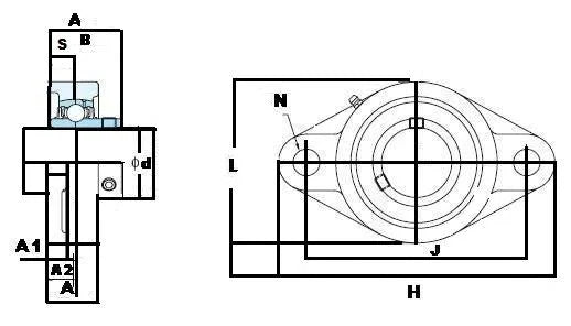 FYH Bearing UCFL314-44 2 3/4 Flanged Mounted Bearing - fast shipping 🇺🇸