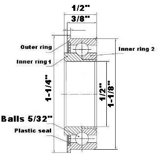 1/2" x 1-1/8" Ball Bearing for Lawn Mower Wheel - fast shipping 🇺🇸