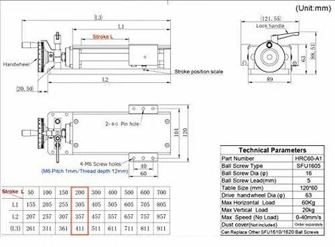Linear Stage Actuator Travel 200mm Ballscrew 1605 Double Optical Axis Linear Rail Guide Manual Slide Stage C7 - Ruler for CNC Router Controller DIY 3-axis - fast shipping 🇺🇸