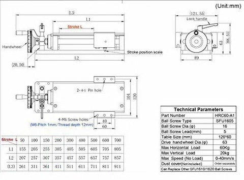 Linear Stage Actuator 100mm Ballscrew 1605 Double Optical Axis Linear Rail Guide Manual Slide Stage C7 - Ruler for CNC Router Z-axis - fast shipping 🇺🇸
