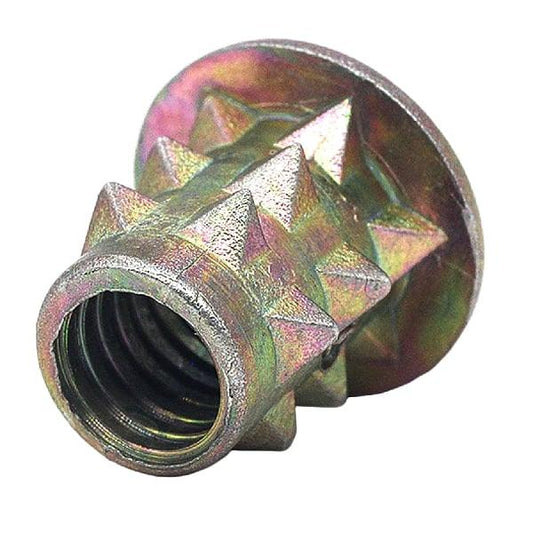 M8 13mm Zinc Alloy Threaded Spiked Wood Caster Insert Nut - Flanged Round Drive Head - fast shipping 🇺🇸
