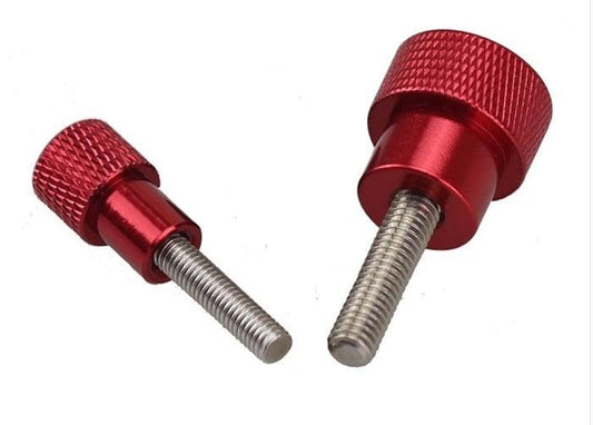 M8 Red Aluminum Knurled Head Stainless Steel Thumb Screws 20mm Long - fast shipping 🇺🇸