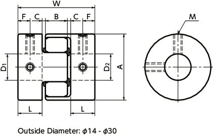 NBK Japan MJC-14-BL 3mm to 3/16 inch Jaw-type Flexible Coupling - fast shipping 🇺🇸