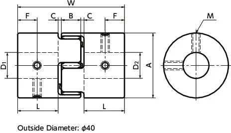 NBK Japan MJC-40-BL 20mm to 20mm Jaw-type Flexible Coupling - fast shipping 🇺🇸