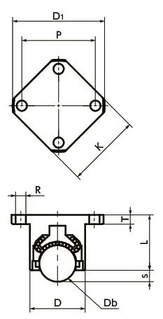 NBK Japan BRDSF-40 Flange Type Ball Transfer Unit for Downward & Sideward Facing Applications - fast shipping 🇺🇸