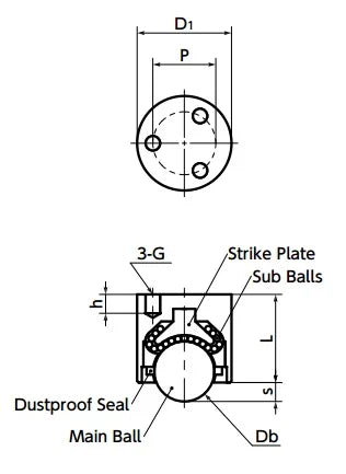 NBK Japan BRDT-30 Tap Hole Type Ball Transfer Unit for Downward & Sideward Facing Applications - fast shipping 🇺🇸