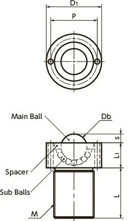 NBK Japan BRUCS-10-N Cap Screw Type Ball Transfer Unit for Upward Facing Applications - fast shipping 🇺🇸
