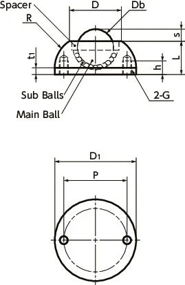 NBK Japan BRURS-28-N Round Type Ball Transfer Unit for Upward Facing Applications - fast shipping 🇺🇸