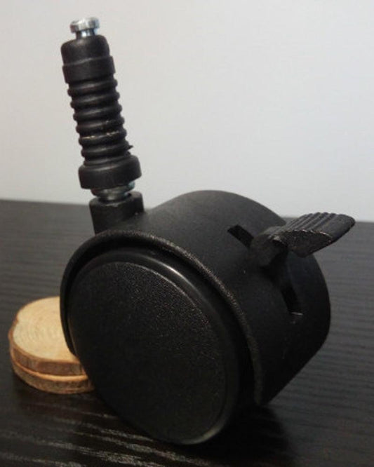 100-Pack Black Plastic 2" Caster Wheel - Brake 12.2mm Dia.Threaded Stem - fast shipping 🇺🇸