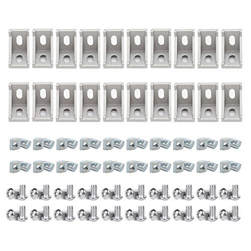 20-Pack Aluminum Profile 2020 Series Corner Bracket/T Nuts/Hex Screw - Rail Accessories - fast shipping 🇺🇸