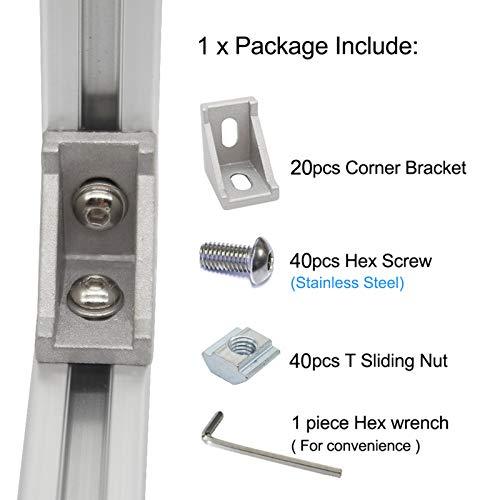 20-Pack Aluminum Profile 2020 Series Corner Bracket/T Nuts/Hex Screw - Rail Accessories - fast shipping 🇺🇸