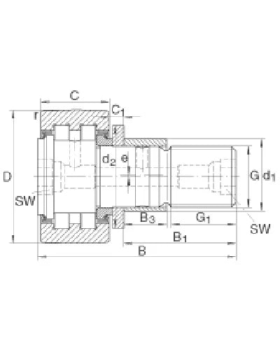 PWKRE35-2RS 35mm Cam Follower Stud type track roller Bearing - fast shipping 🇺🇸
