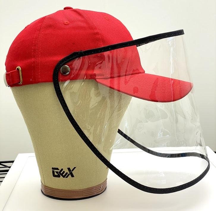 Red Baseball Cap+Face Shield/Visor/Protective Sneeze Guard - fast shipping 🇺🇸