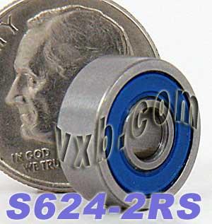 S624-2RS Bearing Stainless Steel 624RS Sealed Miniature 4x13x5mm - fast shipping 🇺🇸